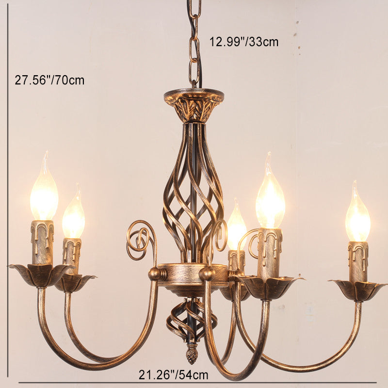 Traditional Vintage Branch Candle Holder Iron 4/5 Light Chandelier For Living Room