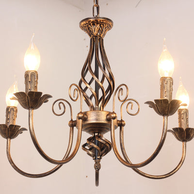 Traditional Vintage Branch Candle Holder Iron 4/5 Light Chandelier For Living Room