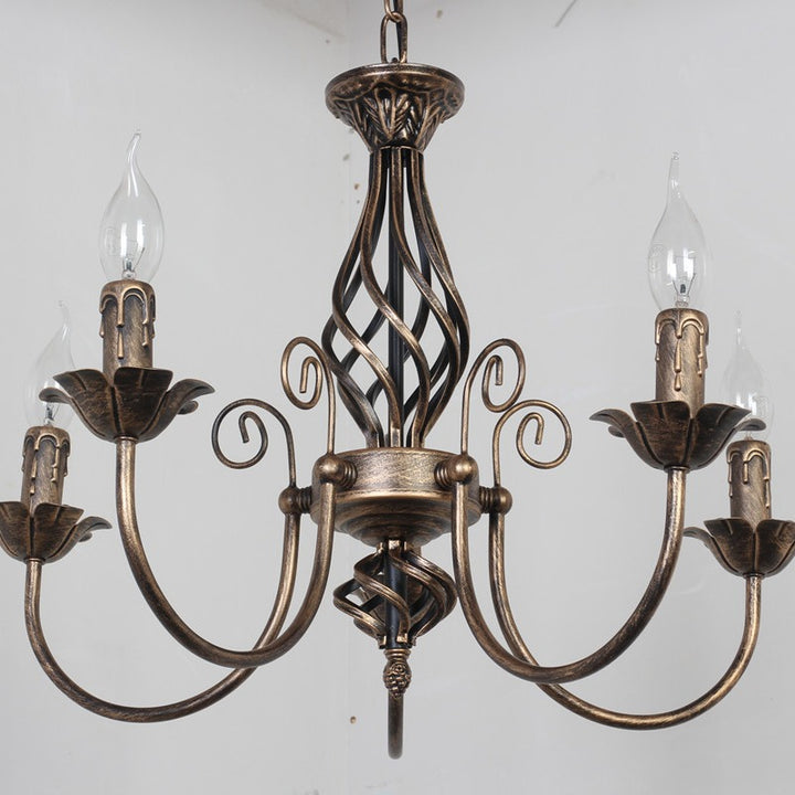 Traditional Vintage Branch Candle Holder Iron 4/5 Light Chandelier For Living Room