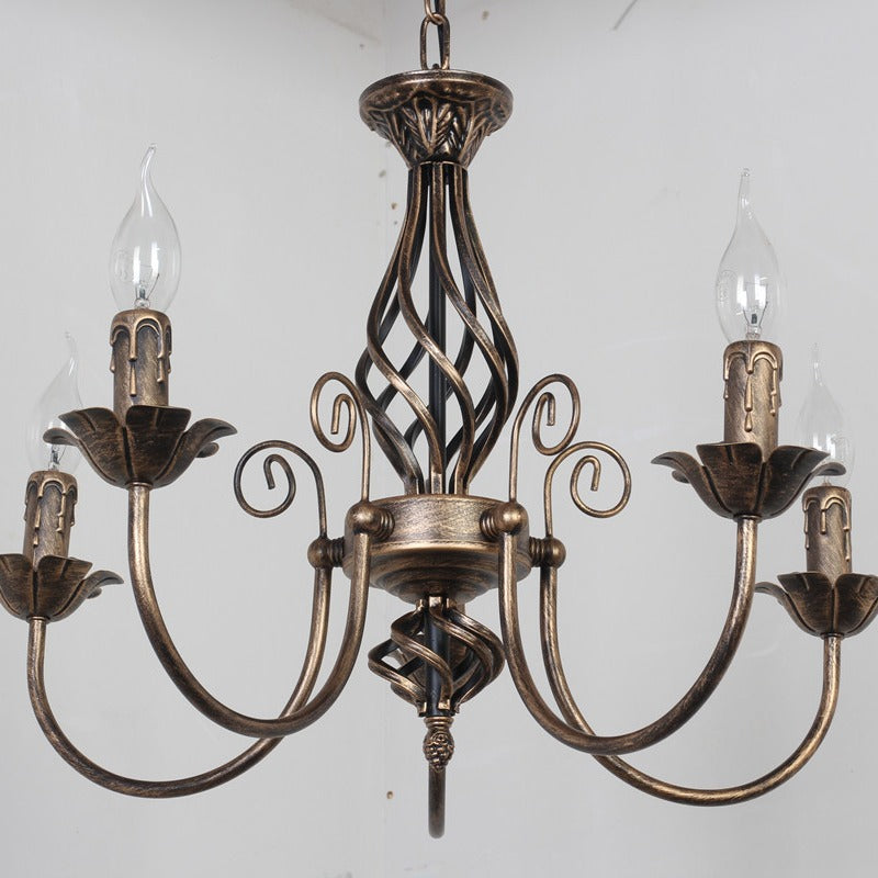 Traditional Vintage Branch Candle Holder Iron 4/5 Light Chandelier For Living Room