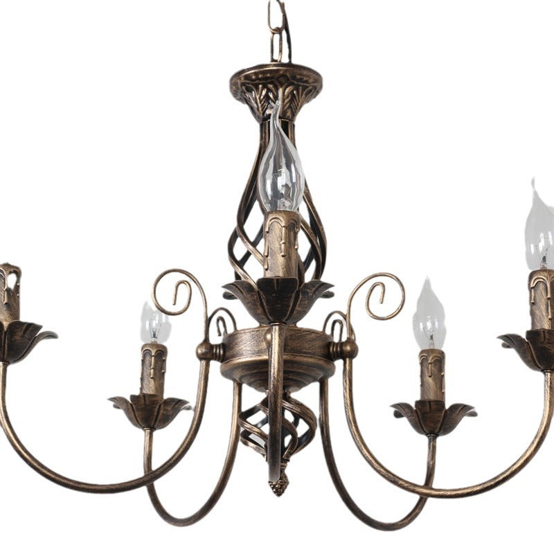 Traditional Vintage Branch Candle Holder Iron 4/5 Light Chandelier For Living Room