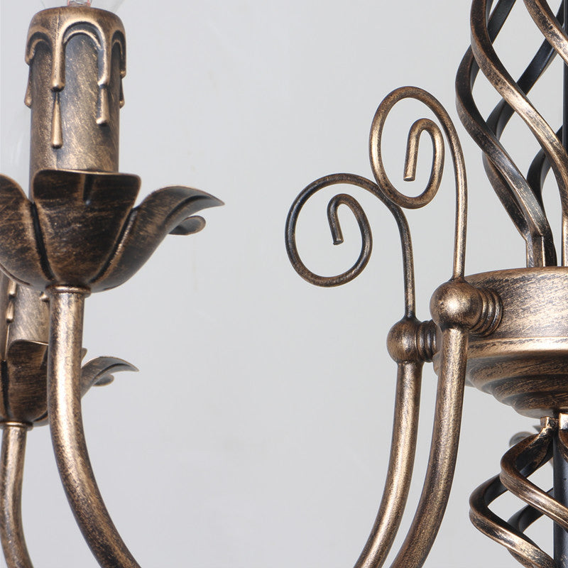 Traditional Vintage Branch Candle Holder Iron 4/5 Light Chandelier For Living Room
