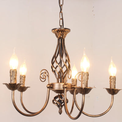Traditional Vintage Branch Candle Holder Iron 4/5 Light Chandelier For Living Room