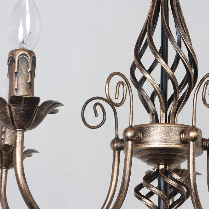 Traditional Vintage Branch Candle Holder Iron 4/5 Light Chandelier For Living Room