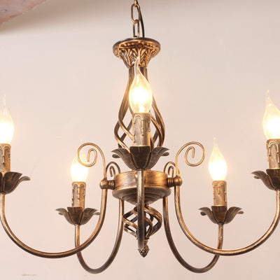 Traditional Vintage Branch Candle Holder Iron 4/5 Light Chandelier For Living Room