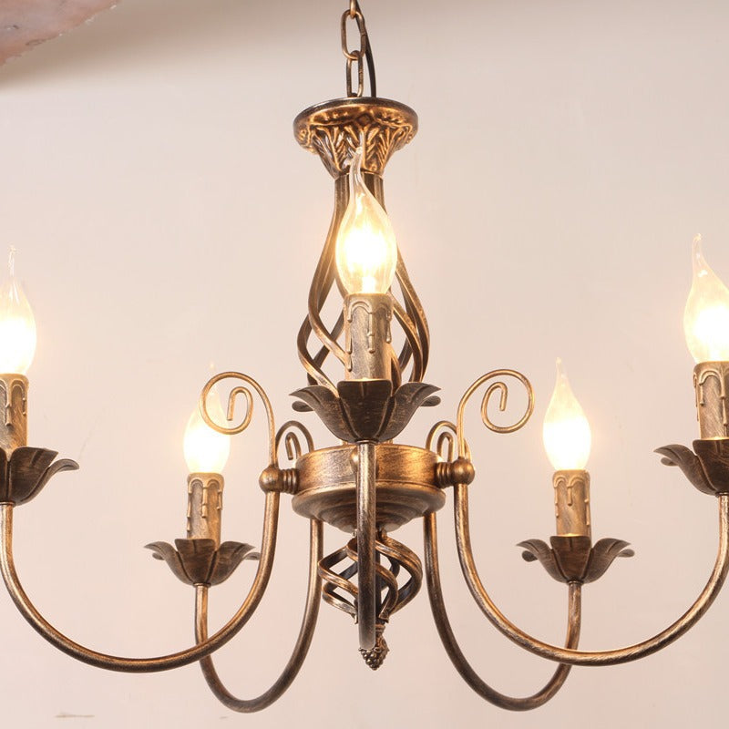 Traditional Vintage Branch Candle Holder Iron 4/5 Light Chandelier For Living Room