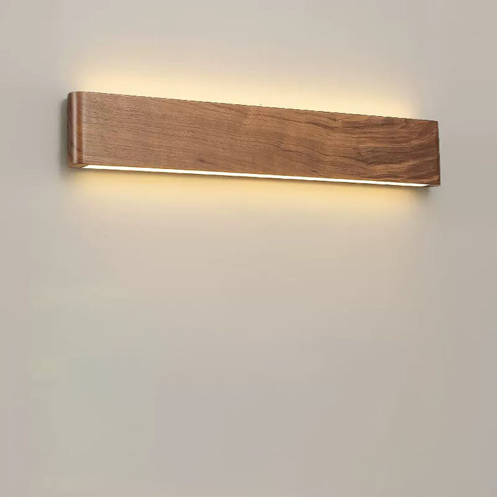 Applique murale LED moderne minimaliste rectangulaire en bois et aluminium pour chambre à coucher 