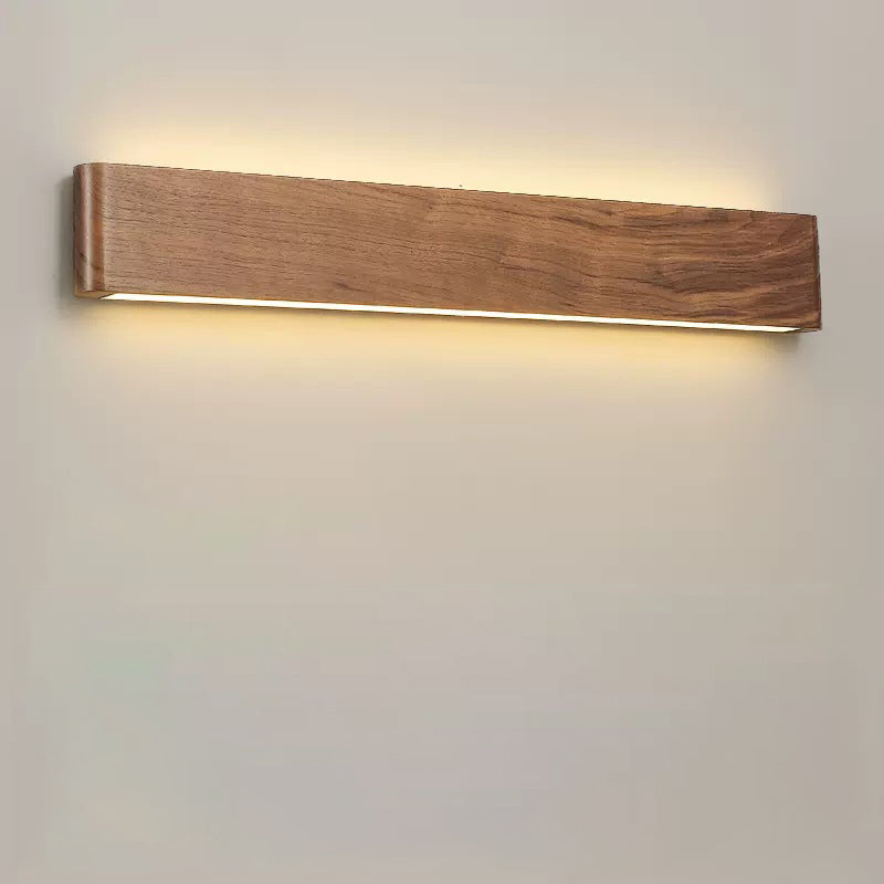 Applique murale LED moderne minimaliste rectangulaire en bois et aluminium pour chambre à coucher 