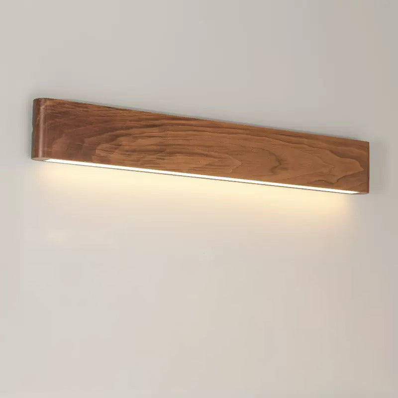 Applique murale LED moderne minimaliste rectangulaire en bois et aluminium pour chambre à coucher 