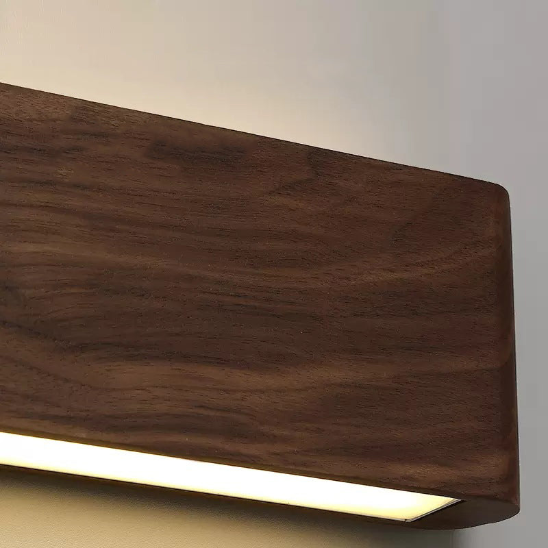 Applique murale LED moderne minimaliste rectangulaire en bois et aluminium pour chambre à coucher 