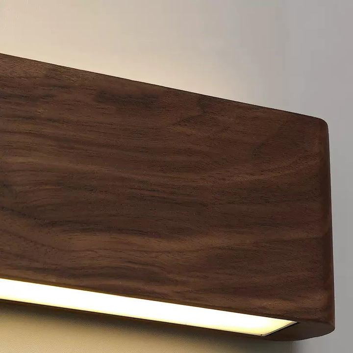 Applique murale LED moderne minimaliste rectangulaire en bois et aluminium pour chambre à coucher 
