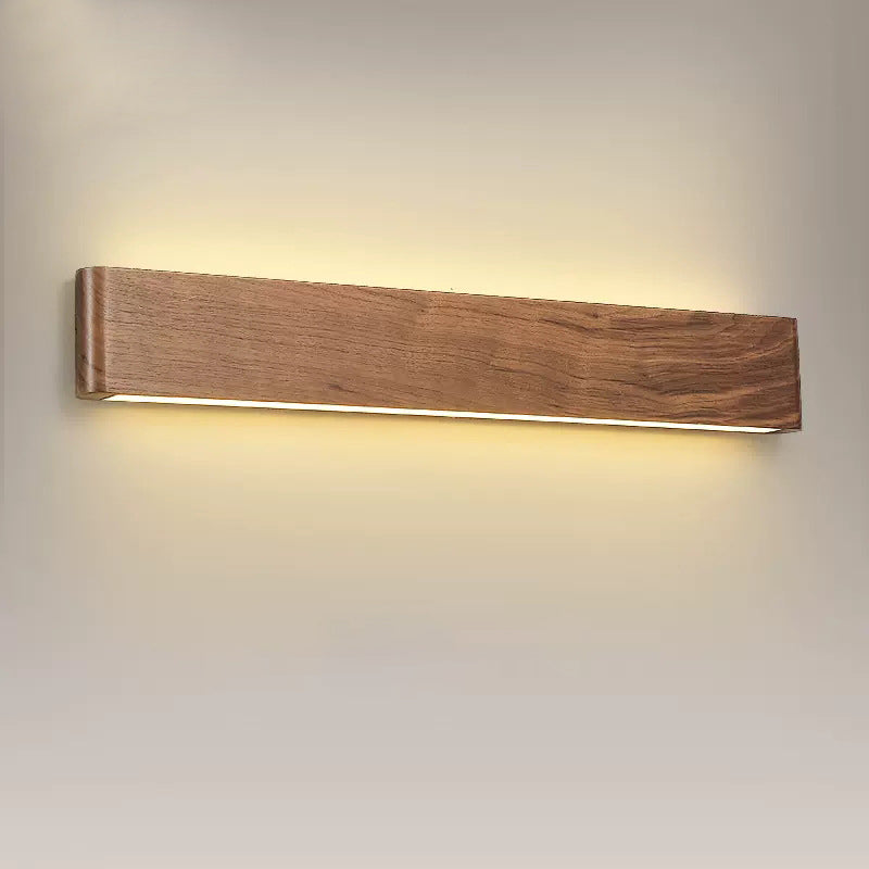 Applique murale LED moderne minimaliste rectangulaire en bois et aluminium pour chambre à coucher 