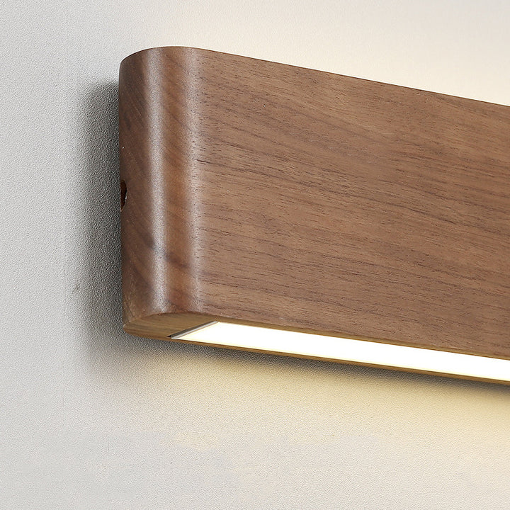 Applique murale LED moderne minimaliste rectangulaire en bois et aluminium pour chambre à coucher 