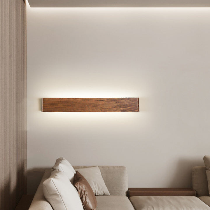 Applique murale LED moderne minimaliste rectangulaire en bois et aluminium pour chambre à coucher 