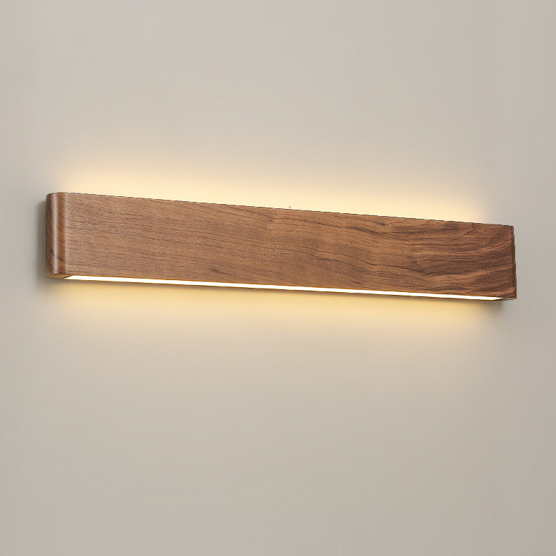 Applique murale LED moderne minimaliste rectangulaire en bois et aluminium pour chambre à coucher 