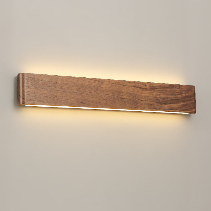 Applique murale LED moderne minimaliste rectangulaire en bois et aluminium pour chambre à coucher 