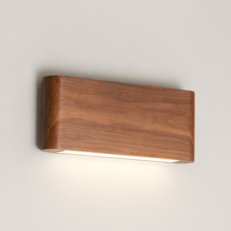 Applique murale LED moderne minimaliste rectangulaire en bois et aluminium pour chambre à coucher 