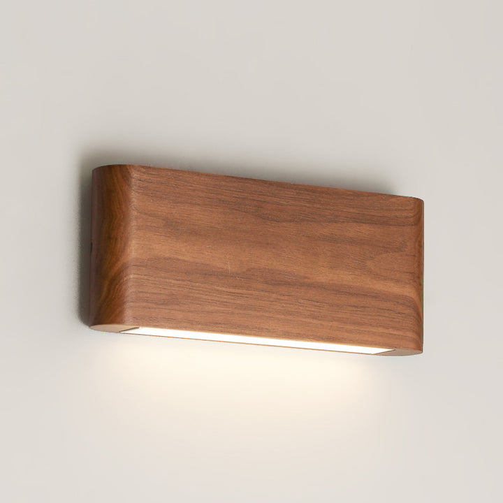 Applique murale LED moderne minimaliste rectangulaire en bois et aluminium pour chambre à coucher 