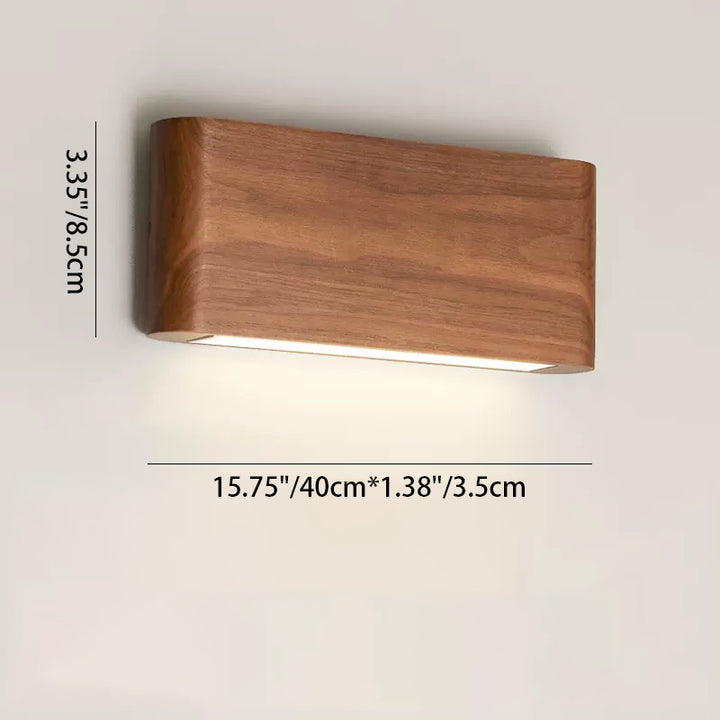 Applique murale LED moderne minimaliste rectangulaire en bois et aluminium pour chambre à coucher 
