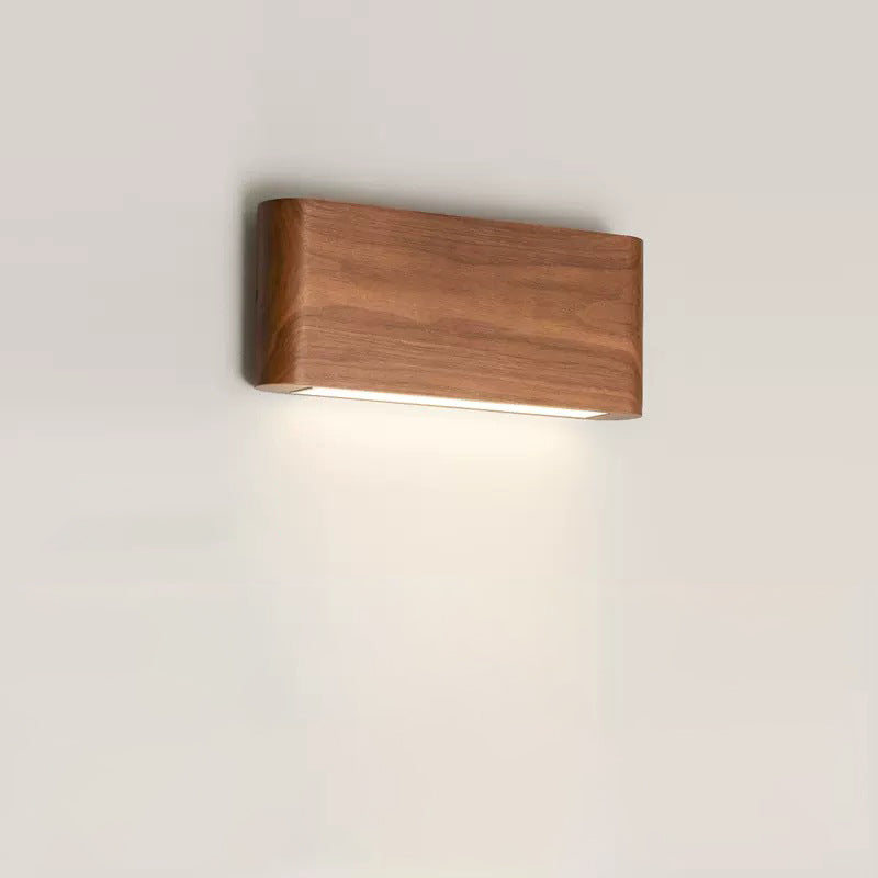 Applique murale LED moderne minimaliste rectangulaire en bois et aluminium pour chambre à coucher 
