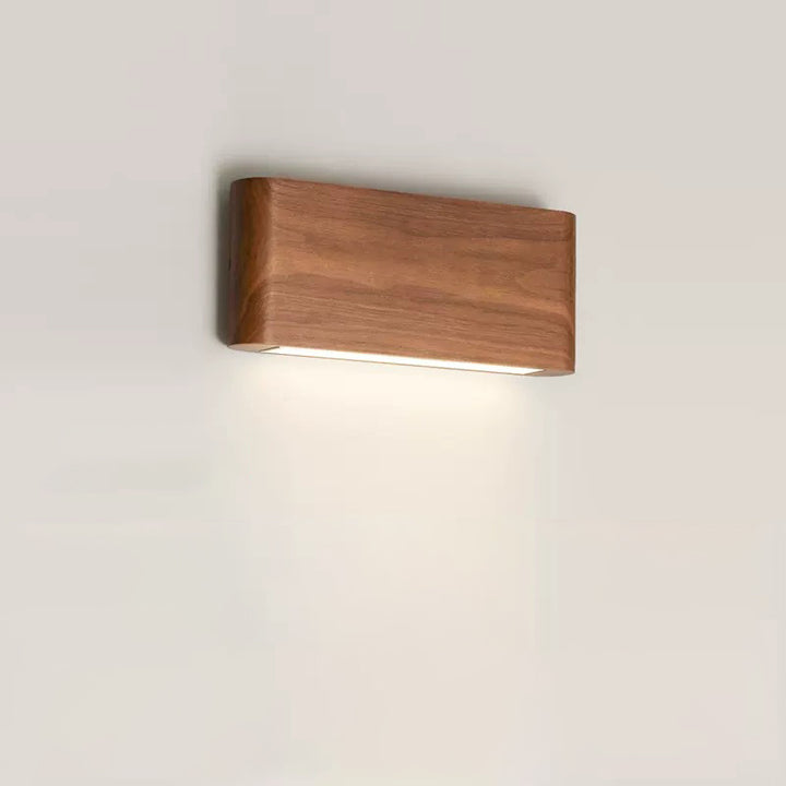 Applique murale LED moderne minimaliste rectangulaire en bois et aluminium pour chambre à coucher 