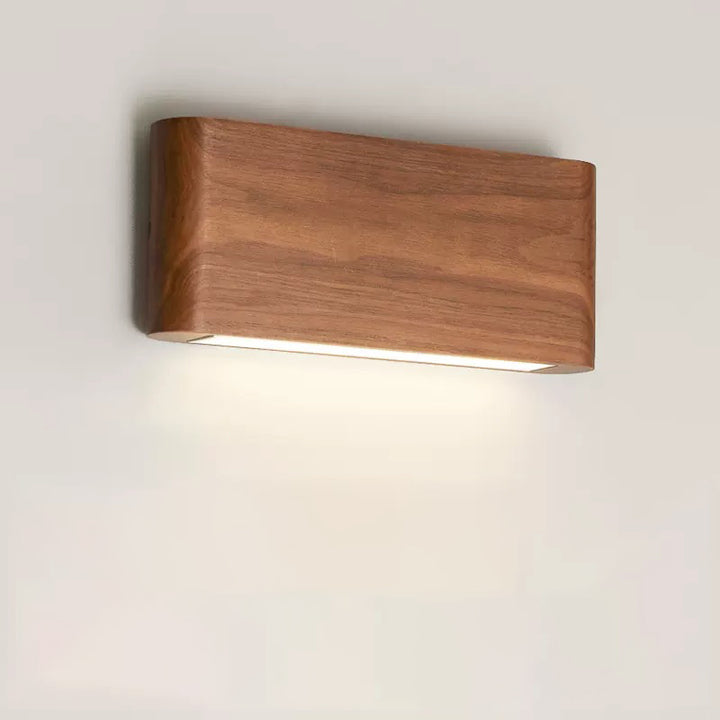 Applique murale LED moderne minimaliste rectangulaire en bois et aluminium pour chambre à coucher 