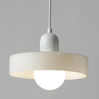 Lámpara colgante de 1 luz con pantalla de vidrio y forma de tapa de olla redonda nórdica contemporánea para dormitorio 