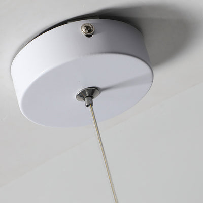 Lámpara colgante de 1 luz con pantalla de vidrio y forma de tapa de olla redonda nórdica contemporánea para dormitorio 