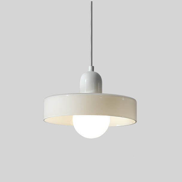 Lámpara colgante de 1 luz con pantalla de vidrio y forma de tapa de olla redonda nórdica contemporánea para dormitorio 