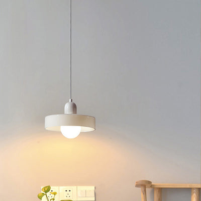 Lámpara colgante de 1 luz con pantalla de vidrio y forma de tapa de olla redonda nórdica contemporánea para dormitorio 