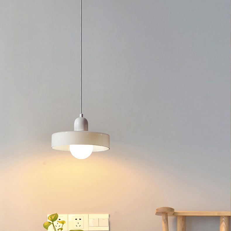 Lámpara colgante de 1 luz con pantalla de vidrio y forma de tapa de olla redonda nórdica contemporánea para dormitorio 