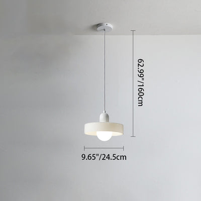 Lámpara colgante de 1 luz con pantalla de vidrio y forma de tapa de olla redonda nórdica contemporánea para dormitorio 