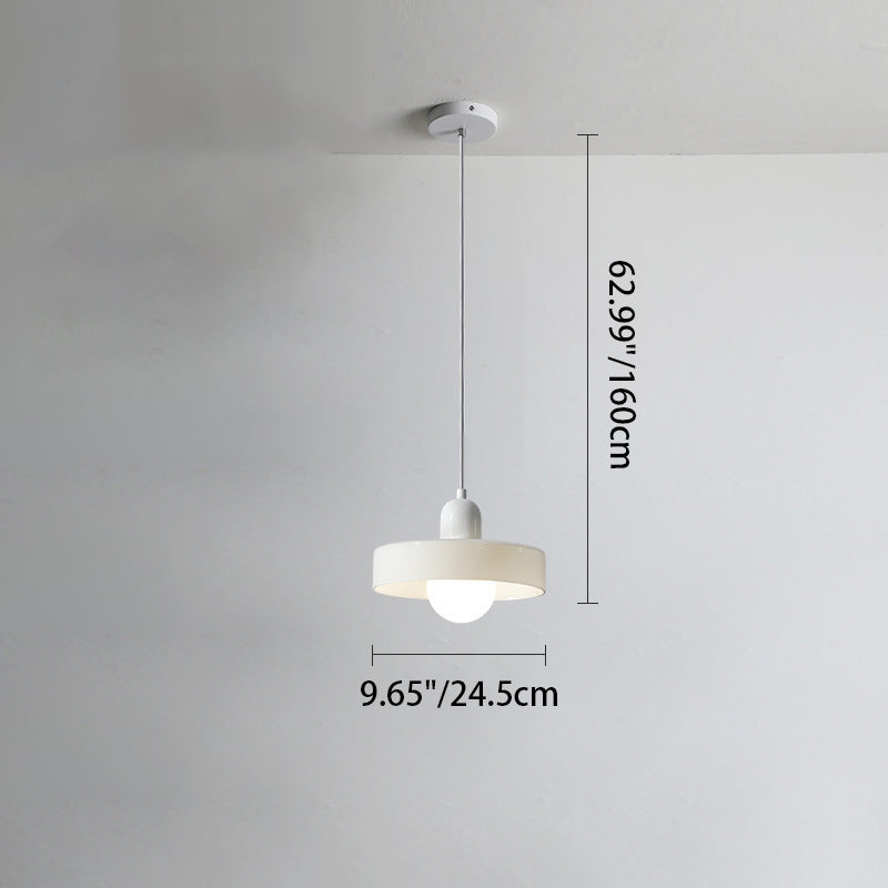 Lámpara colgante de 1 luz con pantalla de vidrio y forma de tapa de olla redonda nórdica contemporánea para dormitorio 