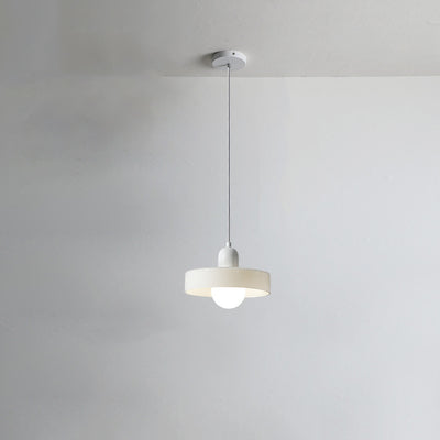 Lámpara colgante de 1 luz con pantalla de vidrio y forma de tapa de olla redonda nórdica contemporánea para dormitorio 