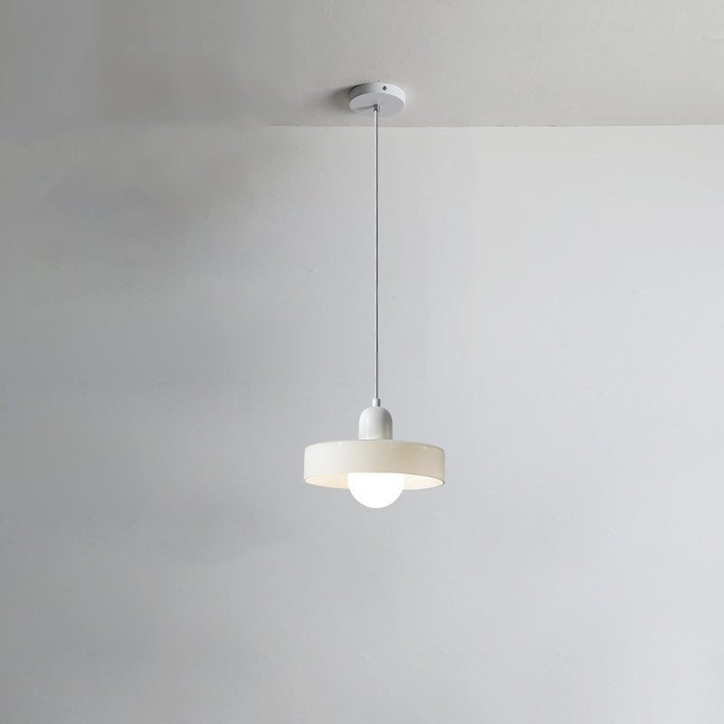 Lámpara colgante de 1 luz con pantalla de vidrio y forma de tapa de olla redonda nórdica contemporánea para dormitorio 