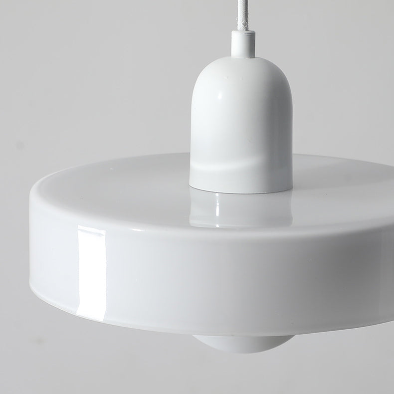 Lámpara colgante de 1 luz con pantalla de vidrio y forma de tapa de olla redonda nórdica contemporánea para dormitorio 