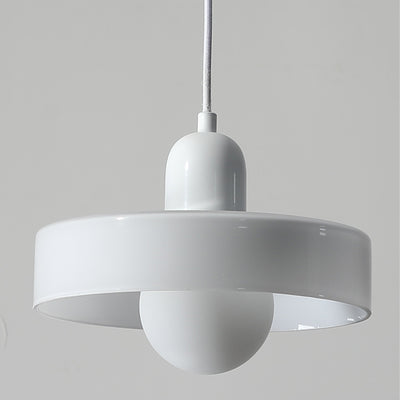 Lámpara colgante de 1 luz con pantalla de vidrio y forma de tapa de olla redonda nórdica contemporánea para dormitorio 