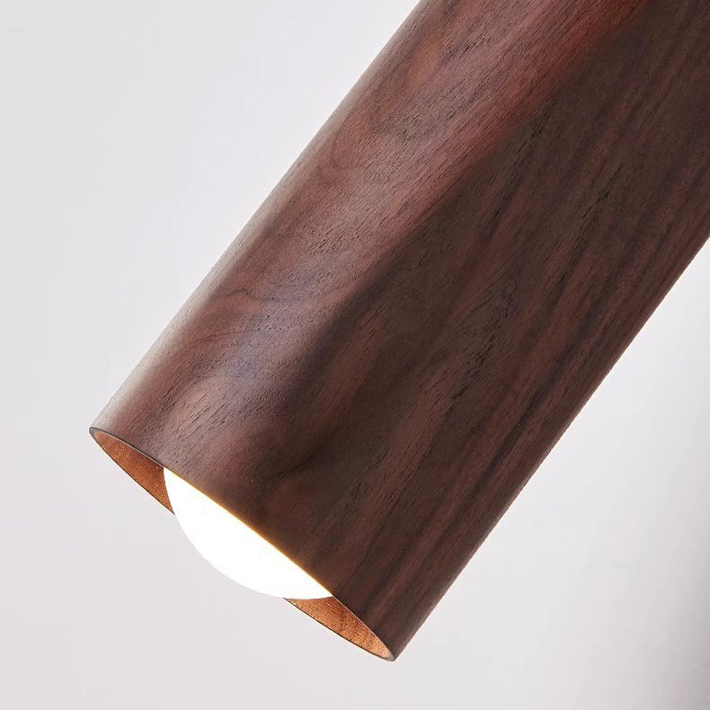 Applique murale LED moderne minimaliste cylindre rond en cuivre avec abat-jour en bois pour chambre à coucher 