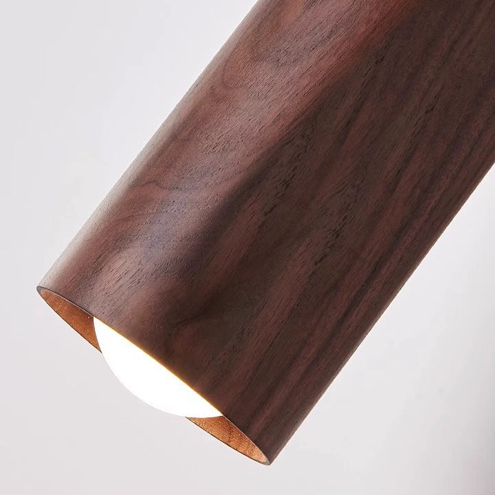 Applique murale LED moderne minimaliste cylindre rond en cuivre avec abat-jour en bois pour chambre à coucher 
