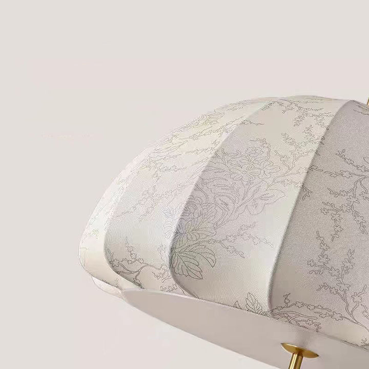 Abat-jour en tissu imprimé floral demi-ovale traditionnel français, cadre en fer et bois, suspension à 3/4/5 lumières pour salon 