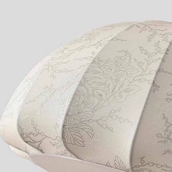 Traditionelle französische Kuppel Halb-Oval Floral bedruckter Stoffschirm Eisen-Holz-Rahmen 3/4/5 Licht Pendelleuchte für Wohnzimmer 