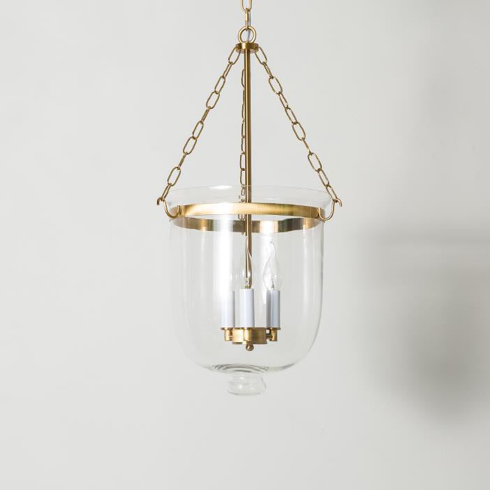 Suspension à 3 lumières avec abat-jour en verre rond vintage traditionnel en forme de coupe et cadre en fer pour salon 