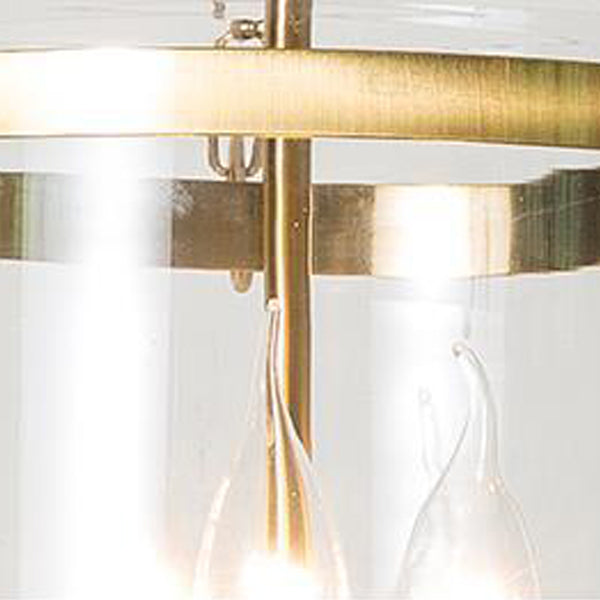Suspension à 3 lumières avec abat-jour en verre rond vintage traditionnel en forme de coupe et cadre en fer pour salon 