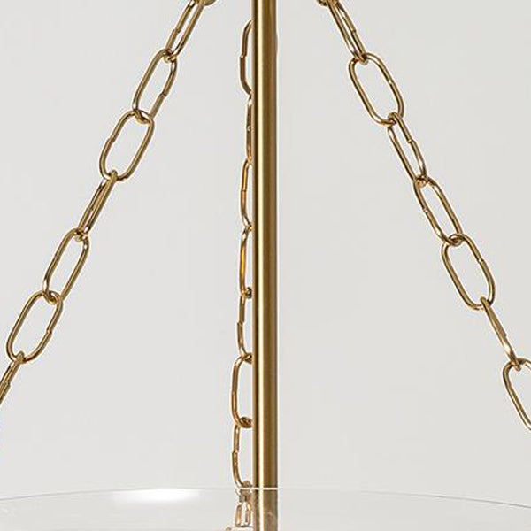 Suspension à 3 lumières avec abat-jour en verre rond vintage traditionnel en forme de coupe et cadre en fer pour salon 