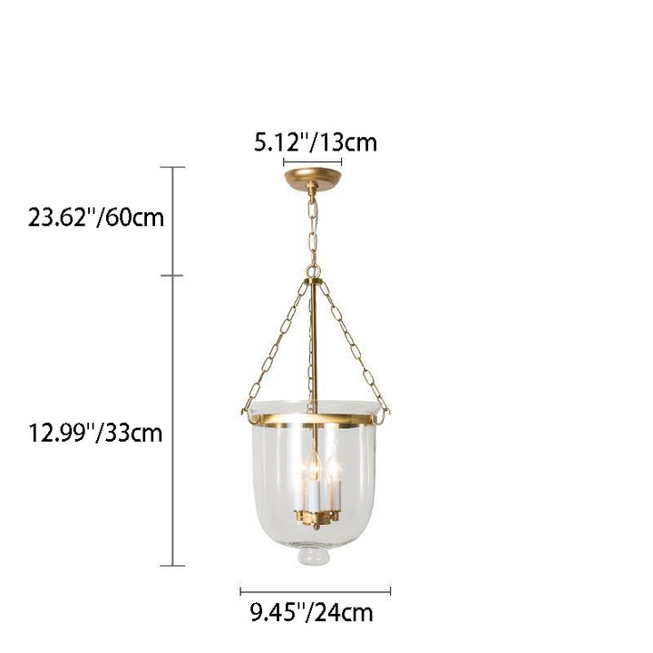Suspension à 3 lumières avec abat-jour en verre rond vintage traditionnel en forme de coupe et cadre en fer pour salon 