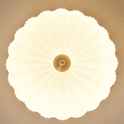 Luz de techo empotrada LED contemporánea redonda de pétalo de flor de cobre y madera acrílica para sala de estar 