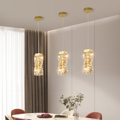 Contemporary Luxury Irregular Rectangular Stainless Steel Crystal LED Pendant Light For Living Room