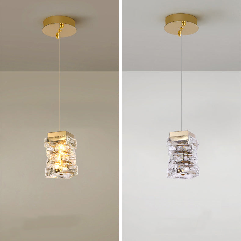 Contemporary Luxury Irregular Rectangular Stainless Steel Crystal LED Pendant Light For Living Room
