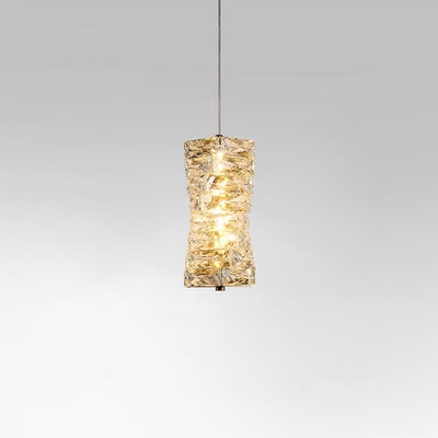 Contemporary Luxury Irregular Rectangular Stainless Steel Crystal LED Pendant Light For Living Room