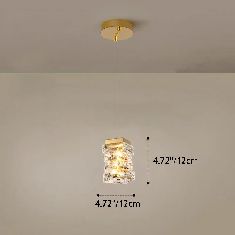 Contemporary Luxury Irregular Rectangular Stainless Steel Crystal LED Pendant Light For Living Room